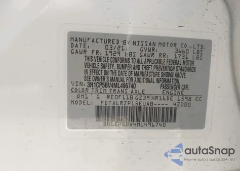 2021 Nissan Kicks S Xtronic Cvt из США, поврежденный, VIN 3N1CP5BV4ML496740